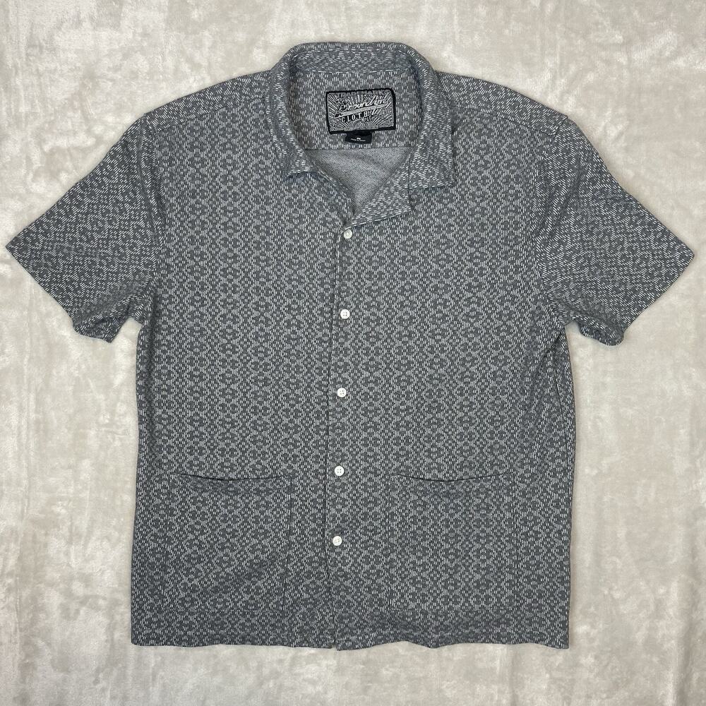Brooklyn Cloth Camp Short Slve Shirt Men's Medium Textured Pockets Smart Retro